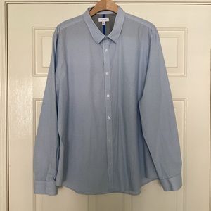 Calvin Klein XXL Men’s Long Sleeve Button Down Blue and White Shirt 100% cotton